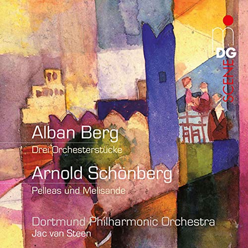 CD cover with abstract painting of buildings and composer names.