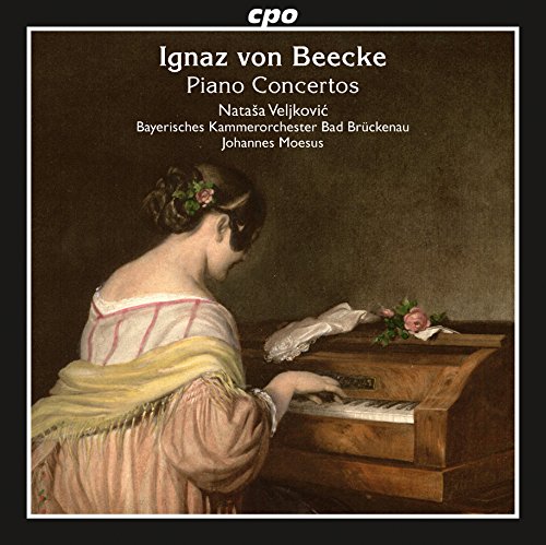 A CD cover featuring a woman playing a piano, surrounded by flowers, in a classical portrait.