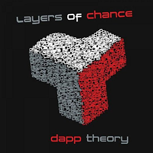 "Dapp Theory" album cover with 3D "T" made of text on black background.