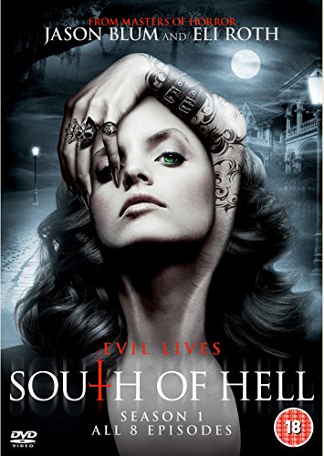 DVD cover for "South Of Hell" featuring a woman with dramatic makeup.