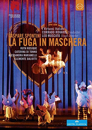 DVD cover for Spontini’s “La Fuga In Maschera” opera, stage performance scene.