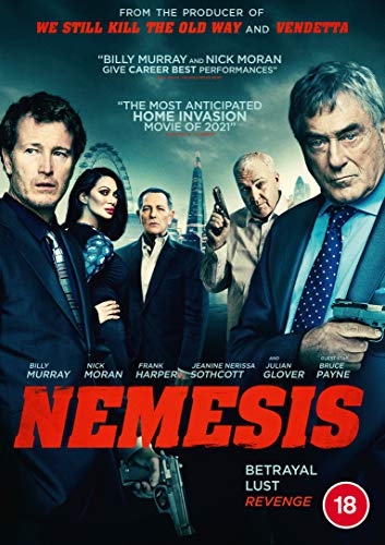 DVD cover for "Nemesis" featuring actors with guns, London skyline.