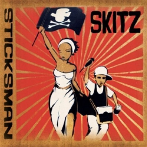 "Album cover with cartoon figures holding a pirate flag, against a red background."