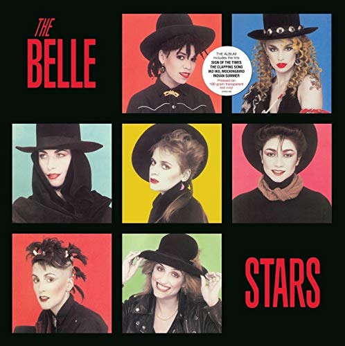 Album cover for The Belle Stars, featuring nine portraits of women in hats.