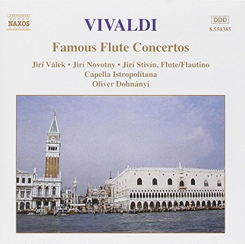 "CD cover with Vivaldi's name, featuring a painting of a Venetian canal scene."