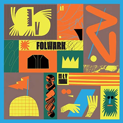 CD cover for "Folwark" with abstract shapes, birds, and a crown.