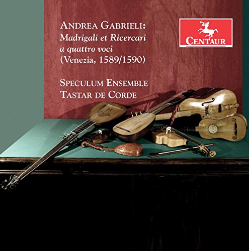 A CD cover featuring historical string instruments on a green table against a red background.
