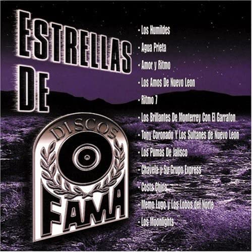 CD cover for “Estrellas De Fama” with text and a laurel wreath design.