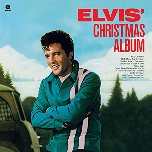 Elvis Presley’s “Christmas Album” vinyl record cover with his portrait.