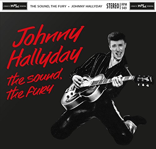 Johnny Hallyday album cover featuring a black and white portrait with guitar.