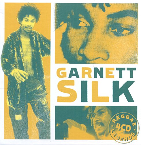 "CD cover with yellow and green images of Garnett Silk, a Jamaican reggae artist."