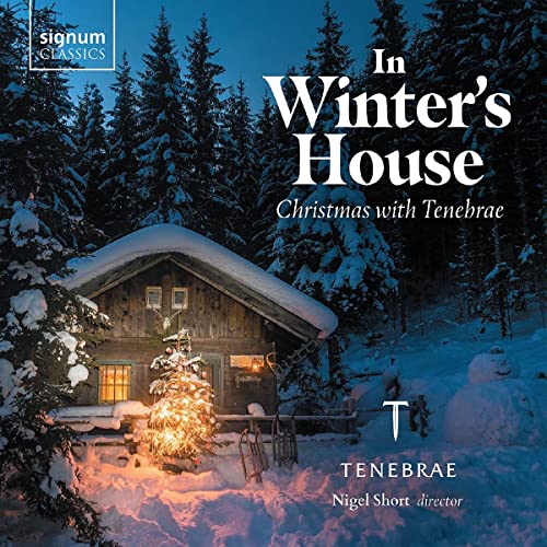 CD cover: snowy cabin and trees, text “In Winter’s House” and “Tenebrae”.
