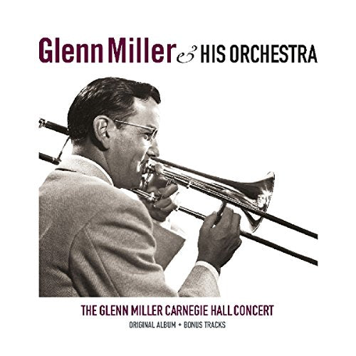 "Album cover featuring black and white image of Glenn Miller playing a trumpet."
