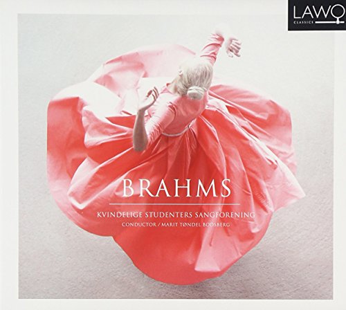 "Album cover featuring a woman in a pink dress twirling, with 'BRAHMS' text."
