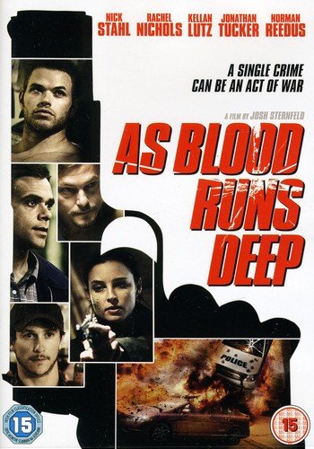 DVD cover for "As Blood Runs Deep" with actor portraits and explosive car scene.