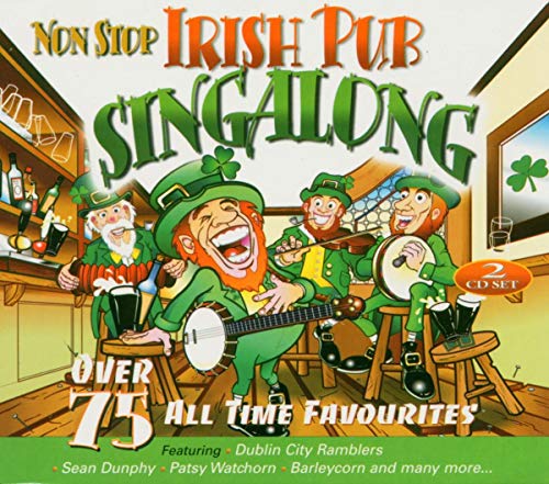 CD cover: cartoon leprechauns in a pub with musical instruments.