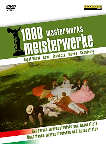 DVD cover featuring Hungarian Impressionist paintings and figures in a park.