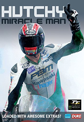 DVD cover featuring motorcycle racer Hutchy in racing gear.