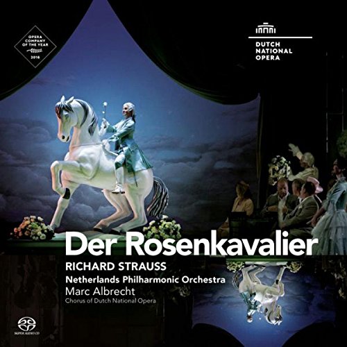 "CD cover featuring a man on a white horse, with opera scene and text."