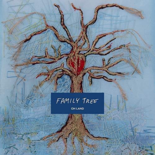 CD cover for Oh Land's "Family Tree" featuring an embroidered tree with a heart.