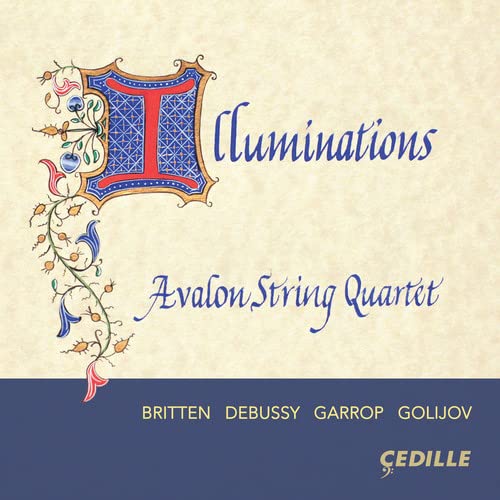CD cover for "Illuminations" by Avalon String Quartet, ornate floral design.