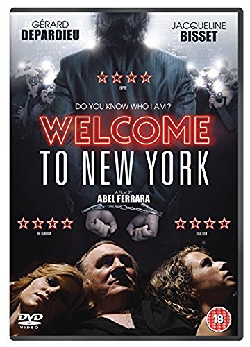 DVD cover for "Welcome To New York" featuring handcuffed wrists and paparazzi.