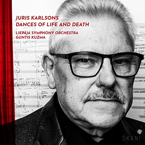 Black and white portrait of a man with glasses, musical score background.