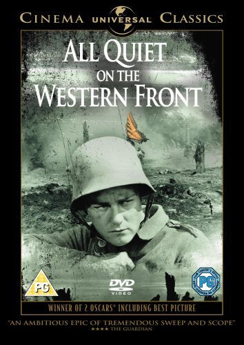 DVD cover for "All Quiet On The Western Front" with soldier and butterfly.