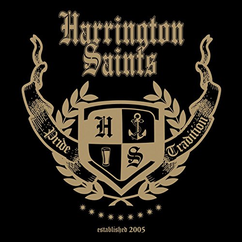 CD cover for Harrington Saints, featuring a crest with lettering and symbols.