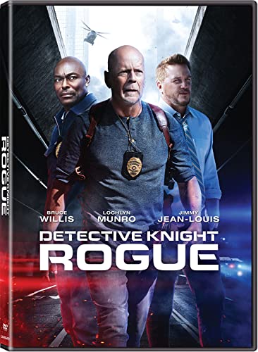 DVD cover for "Detective Knight Rogue" featuring Bruce Willis and two men.