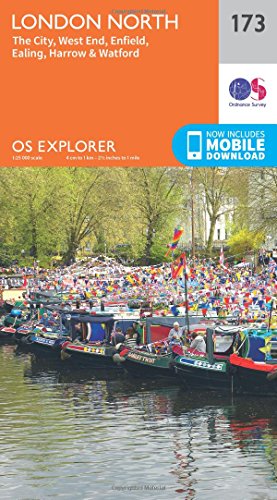 OS Explorer Map (173) London North, The City, West End, Enfield, Ealing, Harrow & Watford