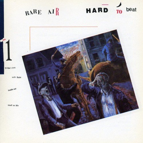 "CD cover with 'Rare Air - Hard To Beat' title and a chaotic street scene painting."