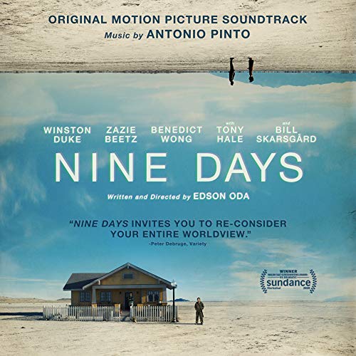 "Soundtrack CD cover for 'Nine Days' with desert landscape and small house image."