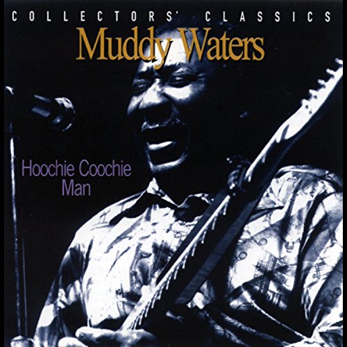 Black and white vinyl album cover featuring Muddy Waters playing guitar and singing into a microphone.