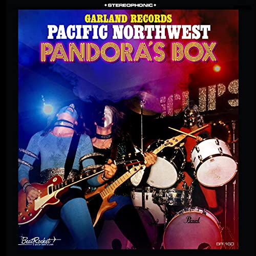 Band performing live with guitars and drums, album cover art.