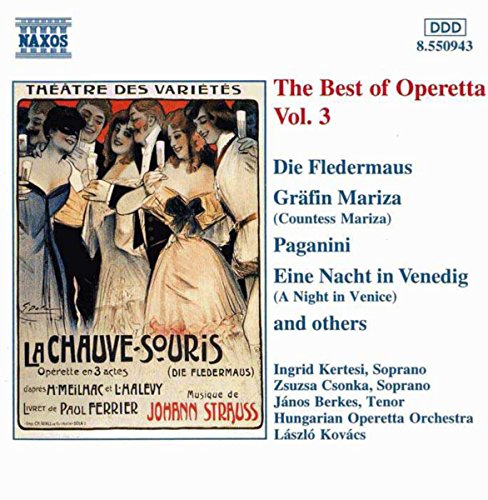 CD cover for Johann Strauss operetta compilation, featuring vintage illustration.