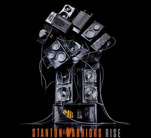 "CD cover art featuring a robotic hand with multiple electronic devices attached."