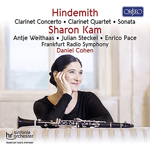 CD cover featuring clarinetist Sharon Kam in black, with instrument.