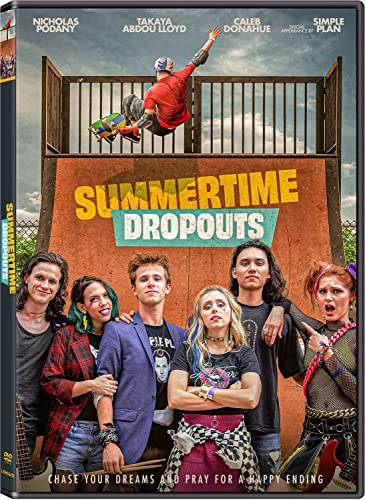 Summertime Dropouts" DVD cover featuring skateboarders and a group of young adults.