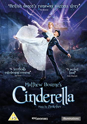 DVD cover for "Matthew Bourne's Cinderella" featuring a man and woman dancing together.