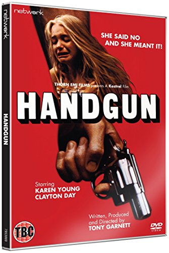DVD cover for "Handgun" featuring a woman holding a pistol.