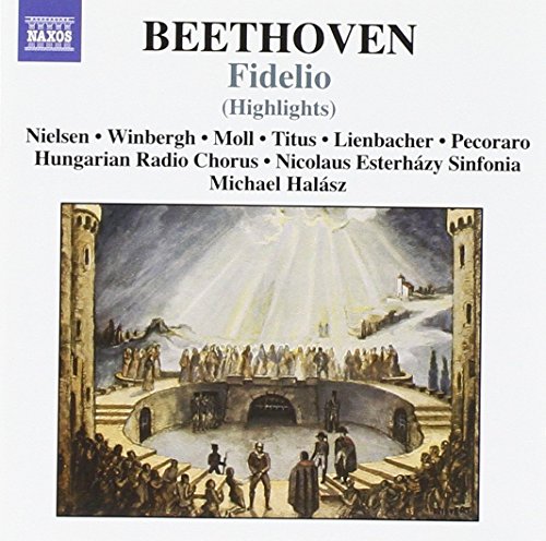 CD cover for Beethoven’s Fidelio opera, featuring a stage scene painting.