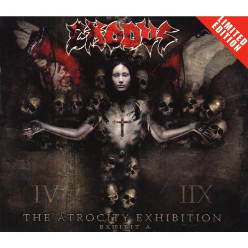 Exodus album cover featuring a man surrounded by skulls, with red banner indicating limited edition.