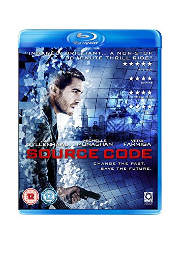 Blu-ray cover for the movie Source Code featuring Jake Gyllenhaal against a digital background.