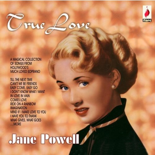 "Album cover featuring Jane Powell with blonde hair and black dress, orange background."
