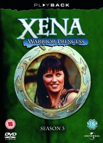 DVD cover for "Xena: Warrior Princess" Season 3, featuring a woman in a metal frame.