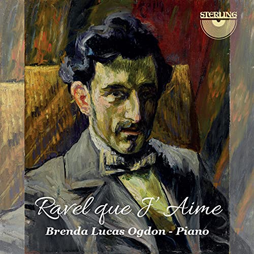 CD cover featuring a painted portrait of composer Maurice Ravel.