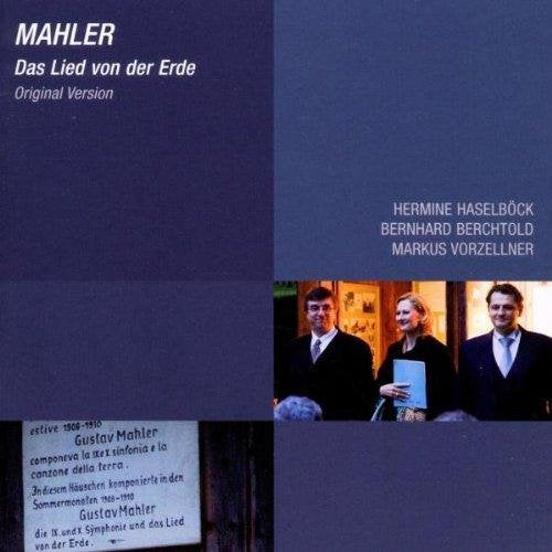 "CD cover with blue background, three people in formal attire, and a plaque."
