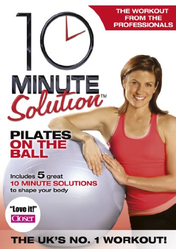 DVD cover for "10 Min Solution Pilates On The Ball" with a woman.