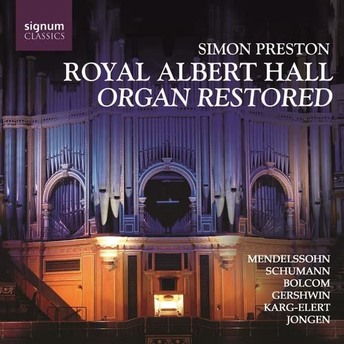 CD cover featuring the restored Royal Albert Hall organ pipes.